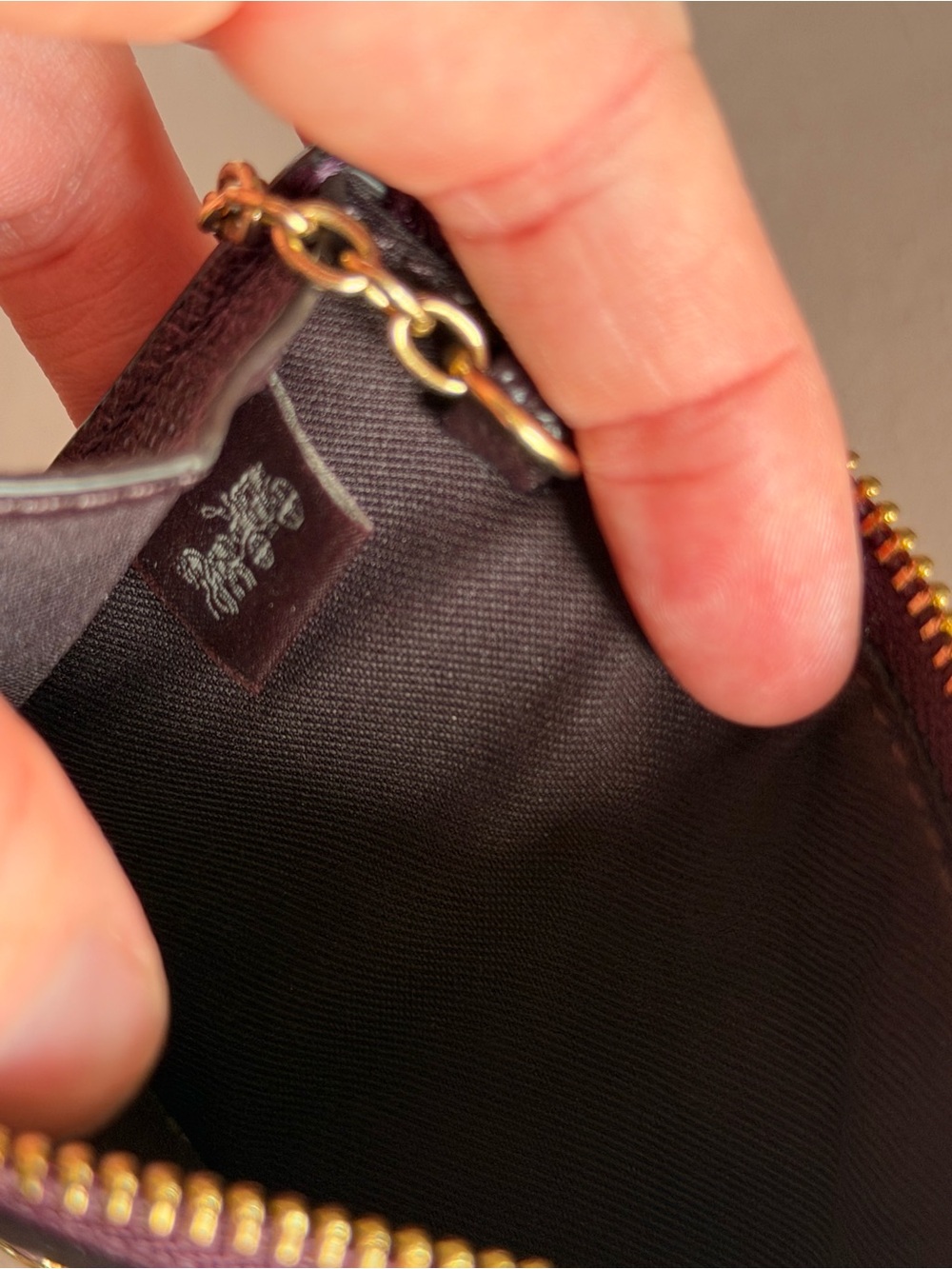 COACH Mini Skinny Keychain ID Case in Metallic Deep Plum 💜 - Picture 14 of 16